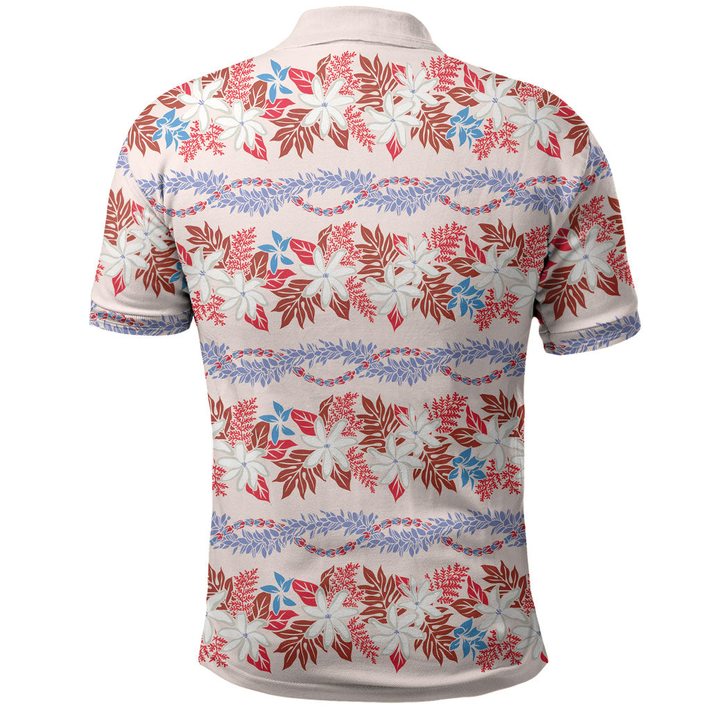 Monstera Tiare Plumeria Lei Pattern Polo Shirt Red Version LT01 - Polynesian Pride