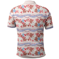 Monstera Tiare Plumeria Lei Pattern Polo Shirt Red Version LT01 - Polynesian Pride