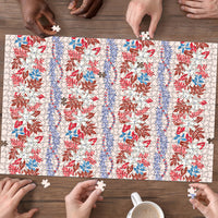 Monstera Tiare Plumeria Lei Pattern Puzzle Red Version LT01 - Polynesian Pride