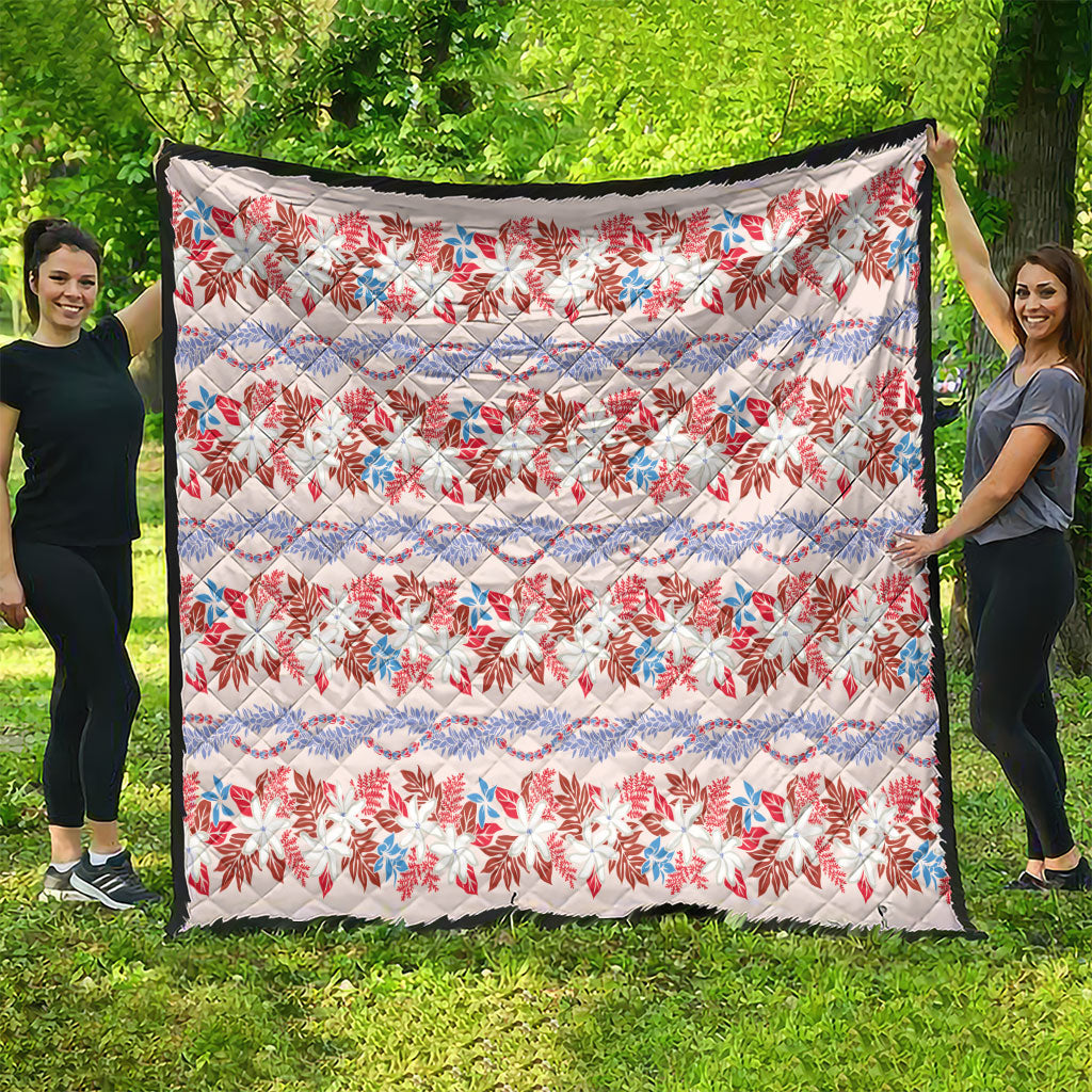 Monstera Tiare Plumeria Lei Pattern Quilt Red Version LT01 - Polynesian Pride