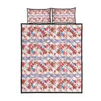 Monstera Tiare Plumeria Lei Pattern Quilt Bed Set Red Version