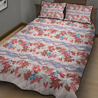 Monstera Tiare Plumeria Lei Pattern Quilt Bed Set Red Version