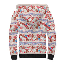 Monstera Tiare Plumeria Lei Pattern Sherpa Hoodie Red Version