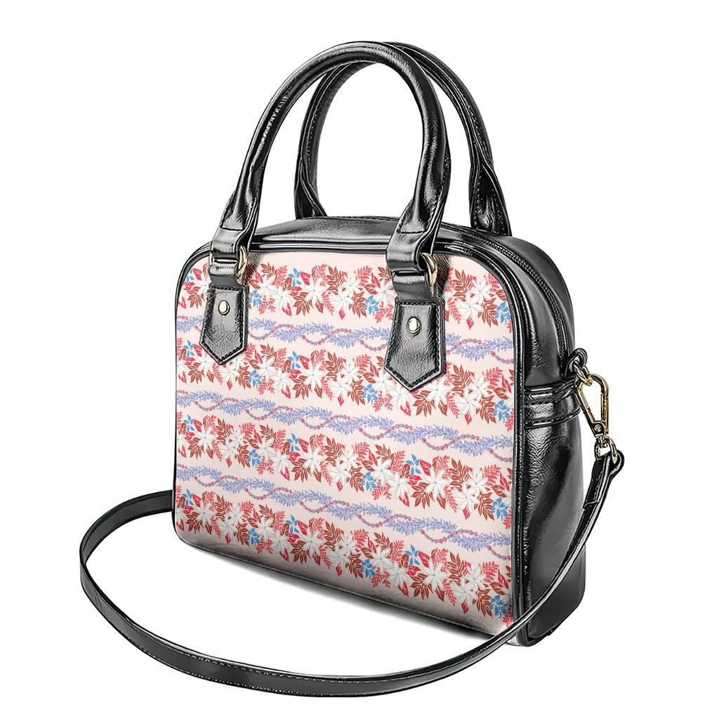 Monstera Tiare Plumeria Lei Pattern Shoulder Handbag Red Version