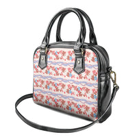 Monstera Tiare Plumeria Lei Pattern Shoulder Handbag Red Version