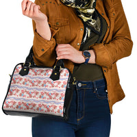 Monstera Tiare Plumeria Lei Pattern Shoulder Handbag Red Version