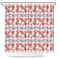 Monstera Tiare Plumeria Lei Pattern Shower Curtain Red Version