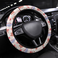 Monstera Tiare Plumeria Lei Pattern Steering Wheel Cover Red Version LT01 Universal Fit Red - Polynesian Pride