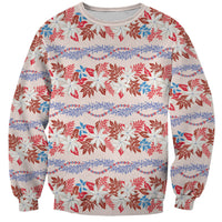 Monstera Tiare Plumeria Lei Pattern Sweatshirt Red Version