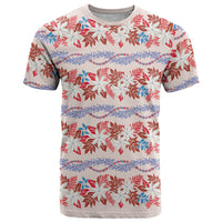 Monstera Tiare Plumeria Lei Pattern T Shirt Red Version
