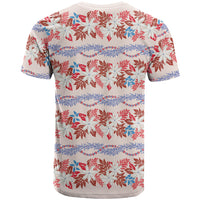 Monstera Tiare Plumeria Lei Pattern T Shirt Red Version