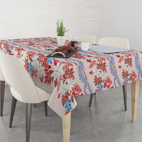 Monstera Tiare Plumeria Lei Pattern Tablecloth Red Version LT01 - Polynesian Pride