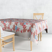Monstera Tiare Plumeria Lei Pattern Tablecloth Red Version LT01 - Polynesian Pride