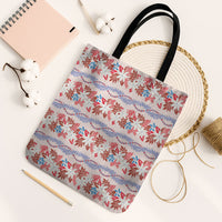 Monstera Tiare Plumeria Lei Pattern Tote Bag Red Version