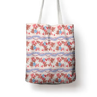 Monstera Tiare Plumeria Lei Pattern Tote Bag Red Version