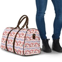 Monstera Tiare Plumeria Lei Pattern Travel Bag Red Version