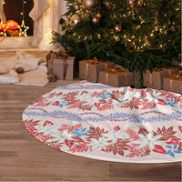 Monstera Tiare Plumeria Lei Pattern Tree Skirt Red Version