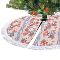 Monstera Tiare Plumeria Lei Pattern Tree Skirt Red Version
