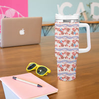 Monstera Tiare Plumeria Lei Pattern Tumbler With Handle Red Version