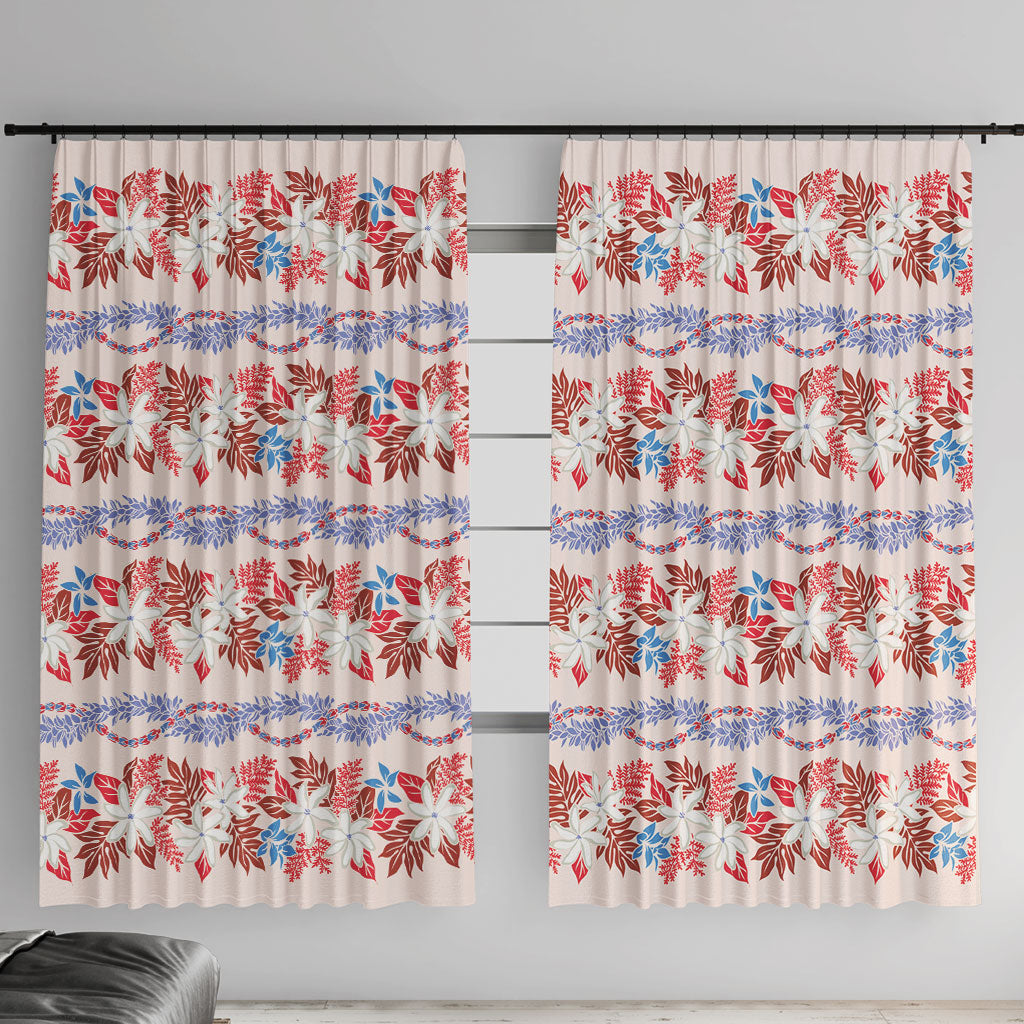 Monstera Tiare Plumeria Lei Pattern Window Curtain Red Version