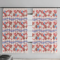 Monstera Tiare Plumeria Lei Pattern Window Curtain Red Version