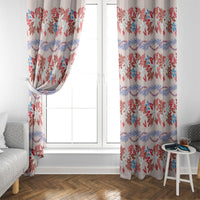 Monstera Tiare Plumeria Lei Pattern Window Curtain Red Version