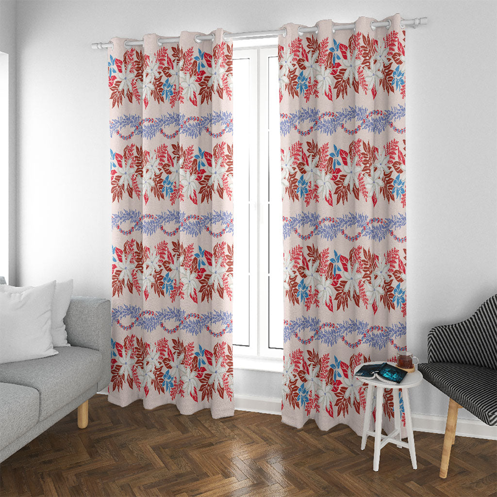 Monstera Tiare Plumeria Lei Pattern Window Curtain Red Version