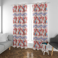 Monstera Tiare Plumeria Lei Pattern Window Curtain Red Version
