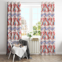 Monstera Tiare Plumeria Lei Pattern Window Curtain Red Version