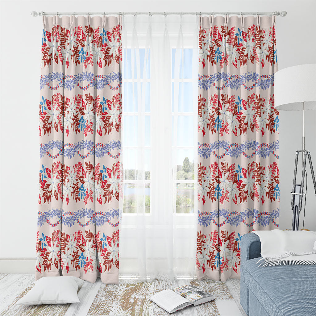 Monstera Tiare Plumeria Lei Pattern Window Curtain Red Version