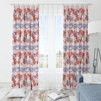 Monstera Tiare Plumeria Lei Pattern Window Curtain Red Version
