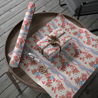 Monstera Tiare Plumeria Lei Pattern Wrapping Paper Red Version