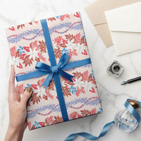 Monstera Tiare Plumeria Lei Pattern Wrapping Paper Red Version