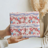Monstera Tiare Plumeria Lei Pattern Wrapping Paper Red Version
