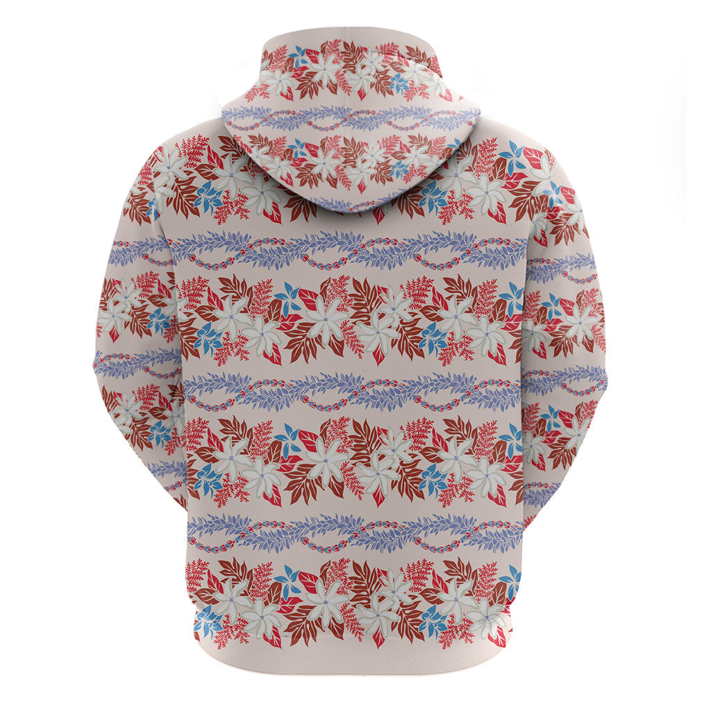 Monstera Tiare Plumeria Lei Pattern Zip Hoodie Red Version LT01 - Polynesian Pride