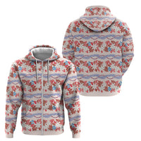 Monstera Tiare Plumeria Lei Pattern Zip Hoodie Red Version LT01 - Polynesian Pride