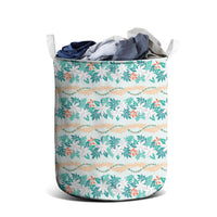 Monstera Tiare Plumeria Lei Pattern Laundry Basket Teal Version LT01 - Polynesian Pride