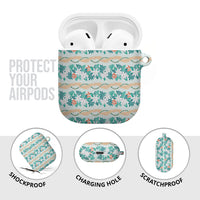 Monstera Tiare Plumeria Lei Pattern AirPods Case Teal Version