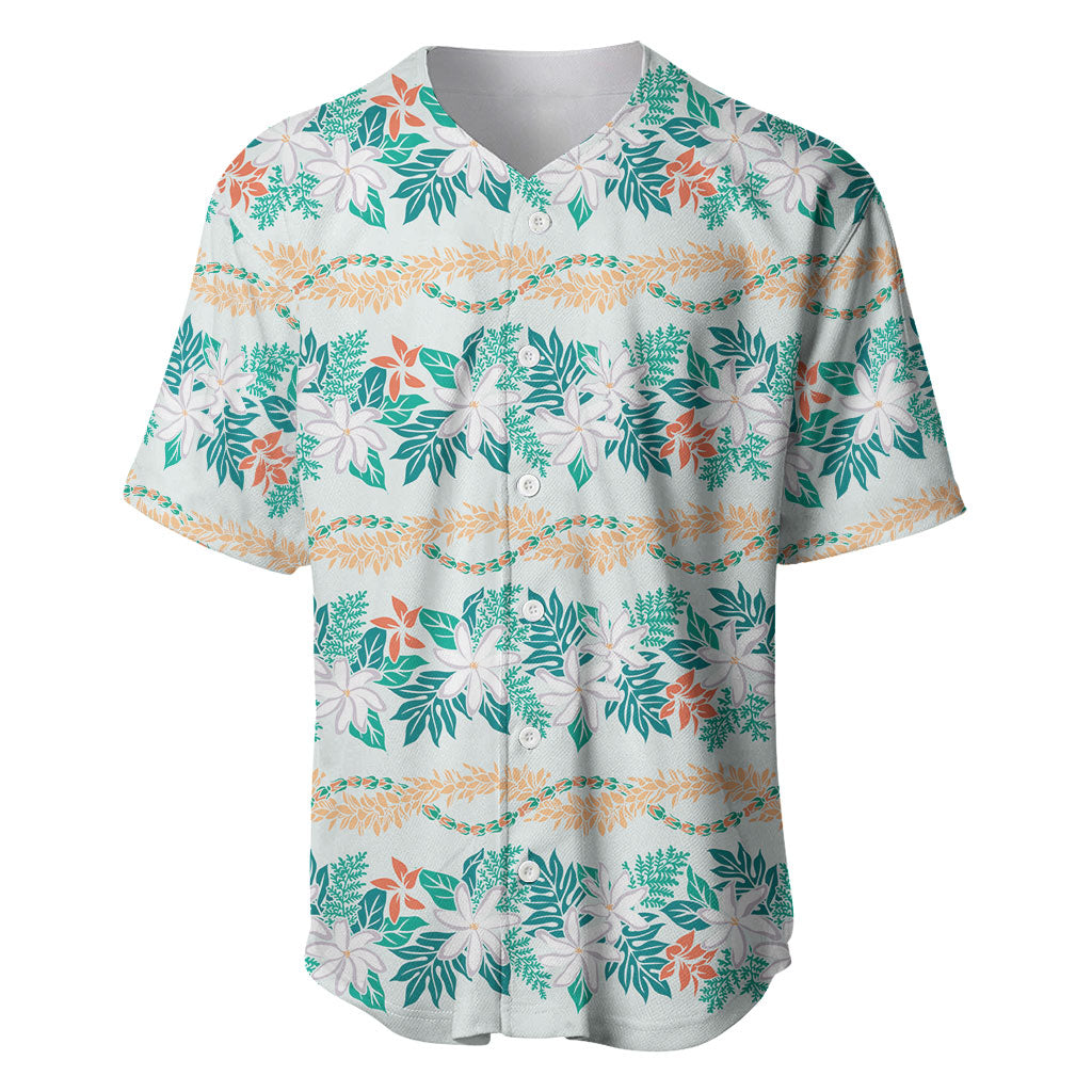 Monstera Tiare Plumeria Lei Pattern Baseball Jersey Teal Version LT01 Teal - Polynesian Pride