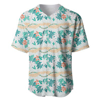 Monstera Tiare Plumeria Lei Pattern Baseball Jersey Teal Version LT01 Teal - Polynesian Pride