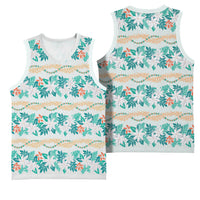 Monstera Tiare Plumeria Lei Pattern Basketball Jersey Teal Version LT01 - Polynesian Pride