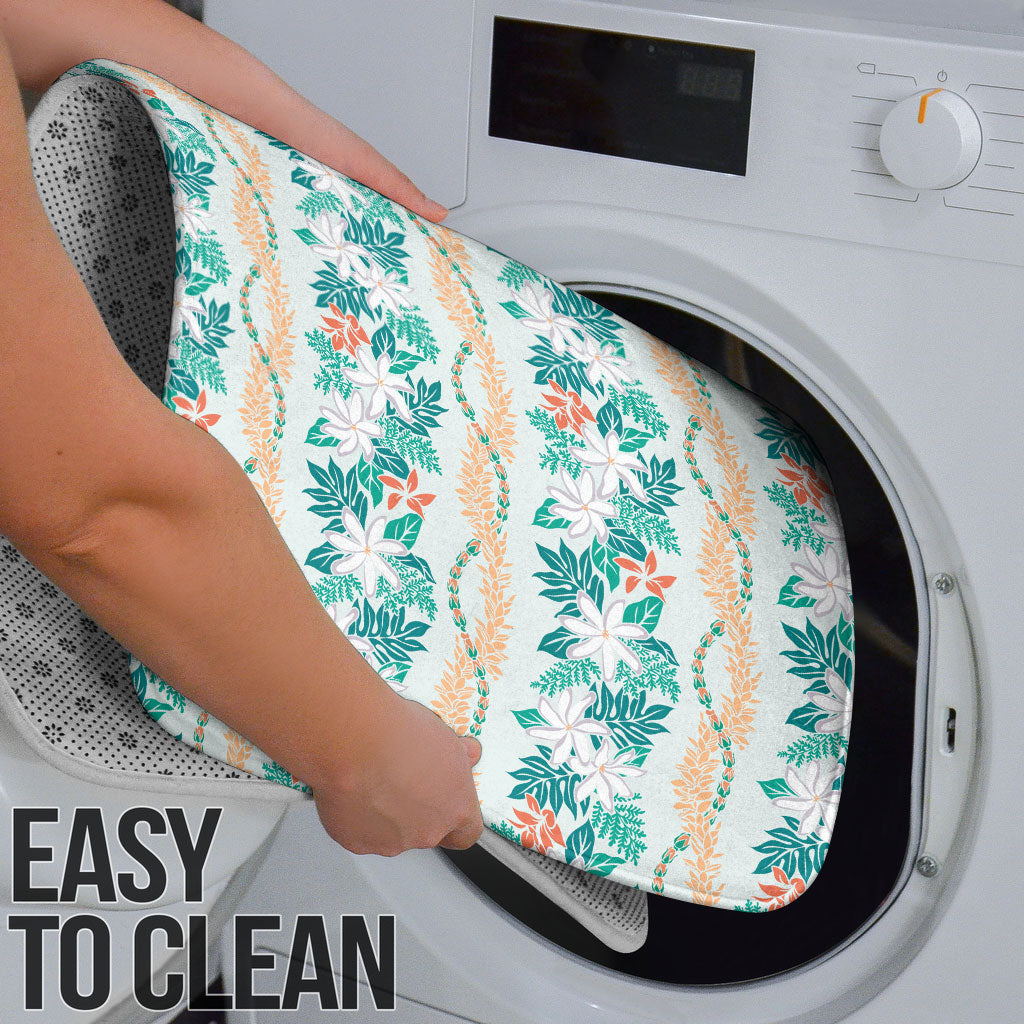 Monstera Tiare Plumeria Lei Pattern Bathroom Set Teal Version