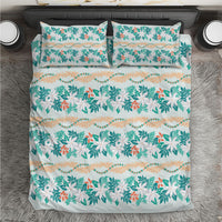 Monstera Tiare Plumeria Lei Pattern Bedding Set Teal Version LT01 Teal - Polynesian Pride