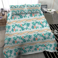 Monstera Tiare Plumeria Lei Pattern Bedding Set Teal Version LT01 - Polynesian Pride