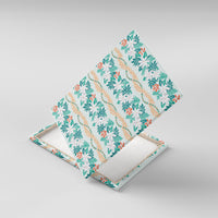 Monstera Tiare Plumeria Lei Pattern Canvas Wall Art Teal Version