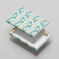 Monstera Tiare Plumeria Lei Pattern Canvas Wall Art Teal Version