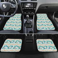 Monstera Tiare Plumeria Lei Pattern Car Mats Teal Version LT01 Set 4pcs Teal - Polynesian Pride
