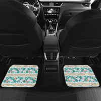 Monstera Tiare Plumeria Lei Pattern Car Mats Teal Version LT01 Set 2pcs - Back Teal - Polynesian Pride