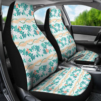 Monstera Tiare Plumeria Lei Pattern Car Seat Cover Teal Version