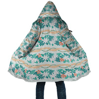 Monstera Tiare Plumeria Lei Pattern Cloak Teal Version